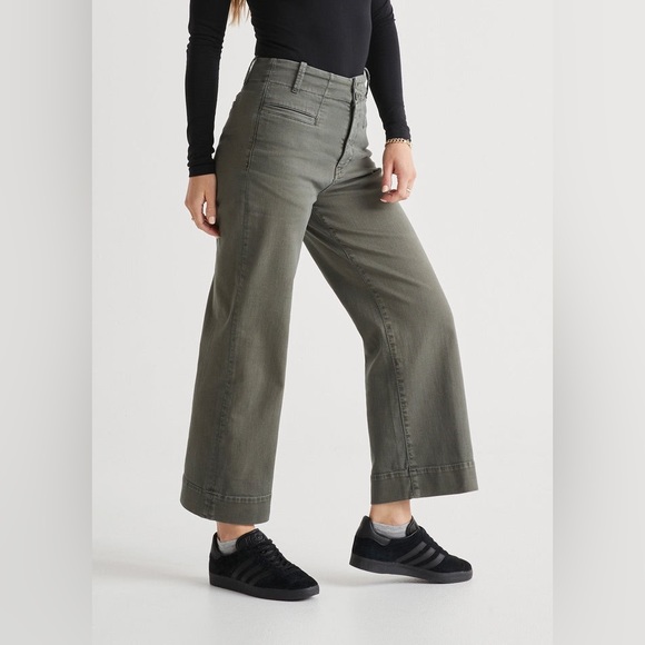 LuxTwill High Rise Trouser - Thyme | Duer - Picture 1 of 6